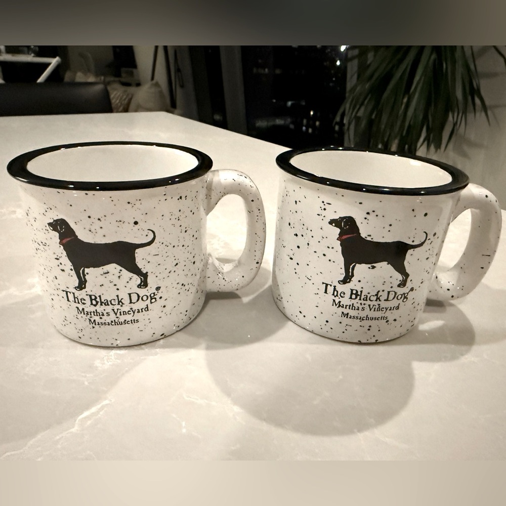 The Black Dog Mugs Set of 2- white speckled